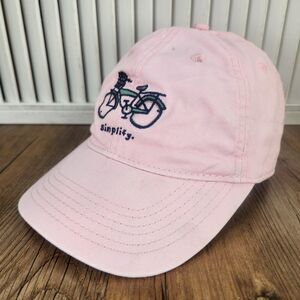 Life Is Good Simplify Bicycle Mom Hat Cap Strapback Pink Embroidered Cotton Bike
